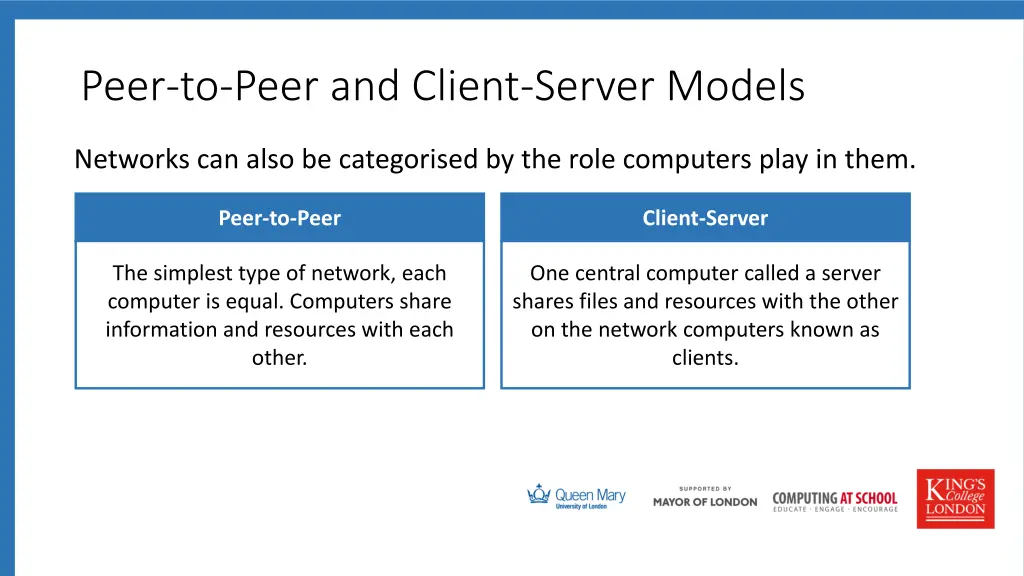 peer to peer and client server models