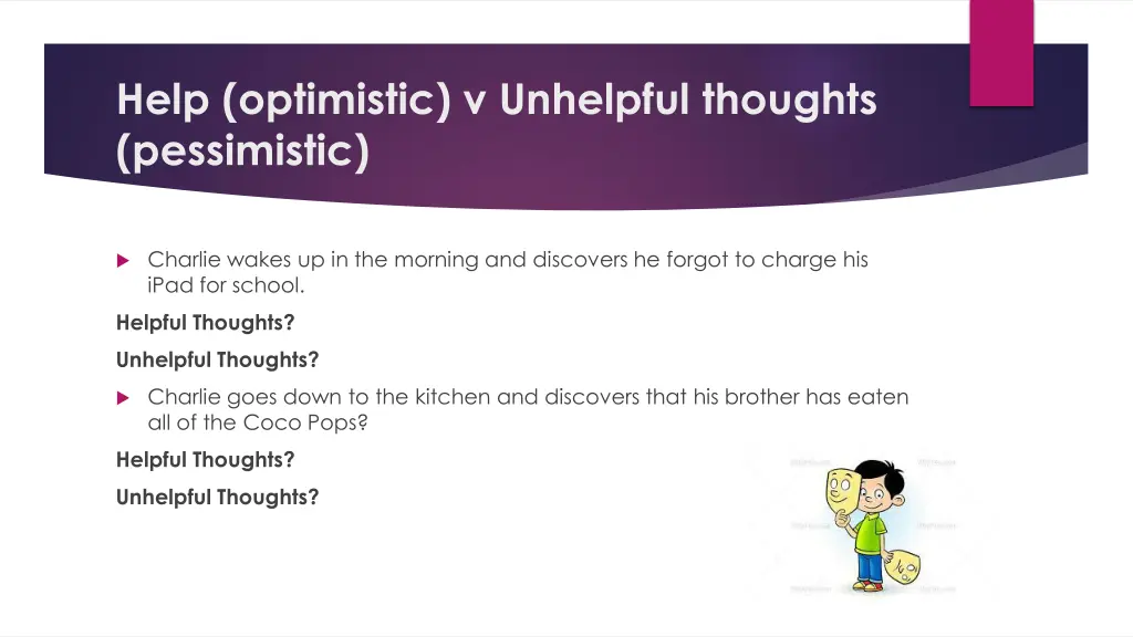 help optimistic v unhelpful thoughts pessimistic