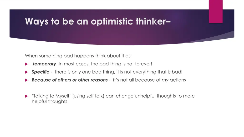 ways to be an optimistic thinker