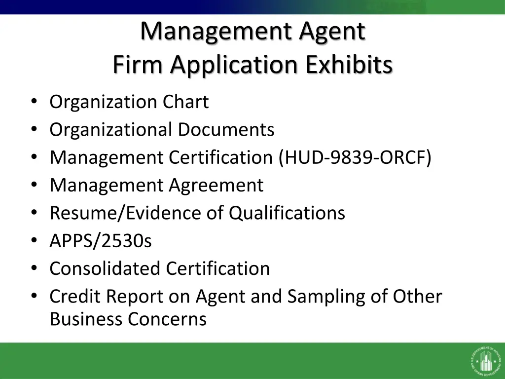 management agent firm application exhibits