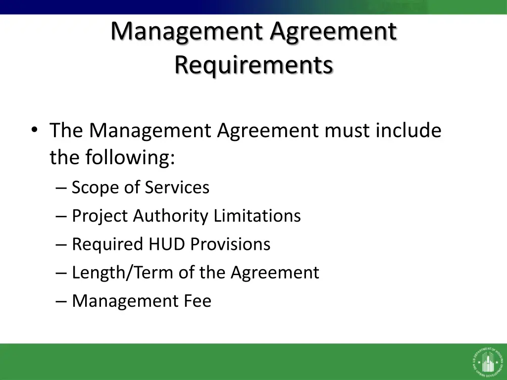 management agreement requirements