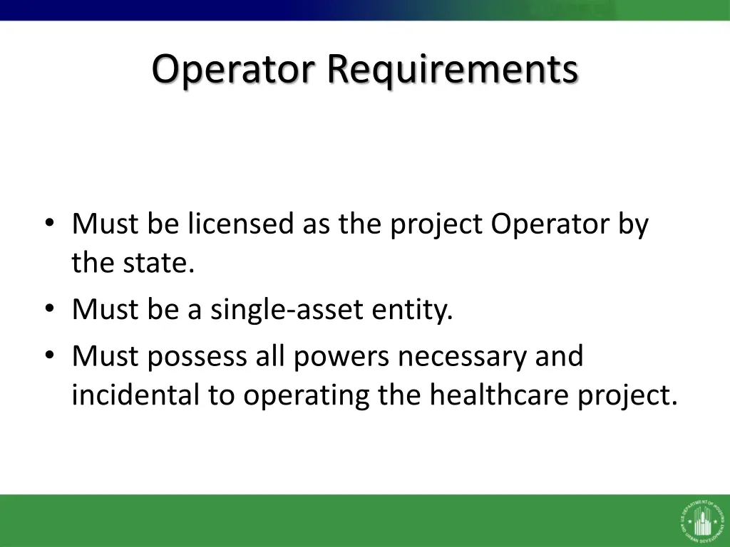 operator requirements