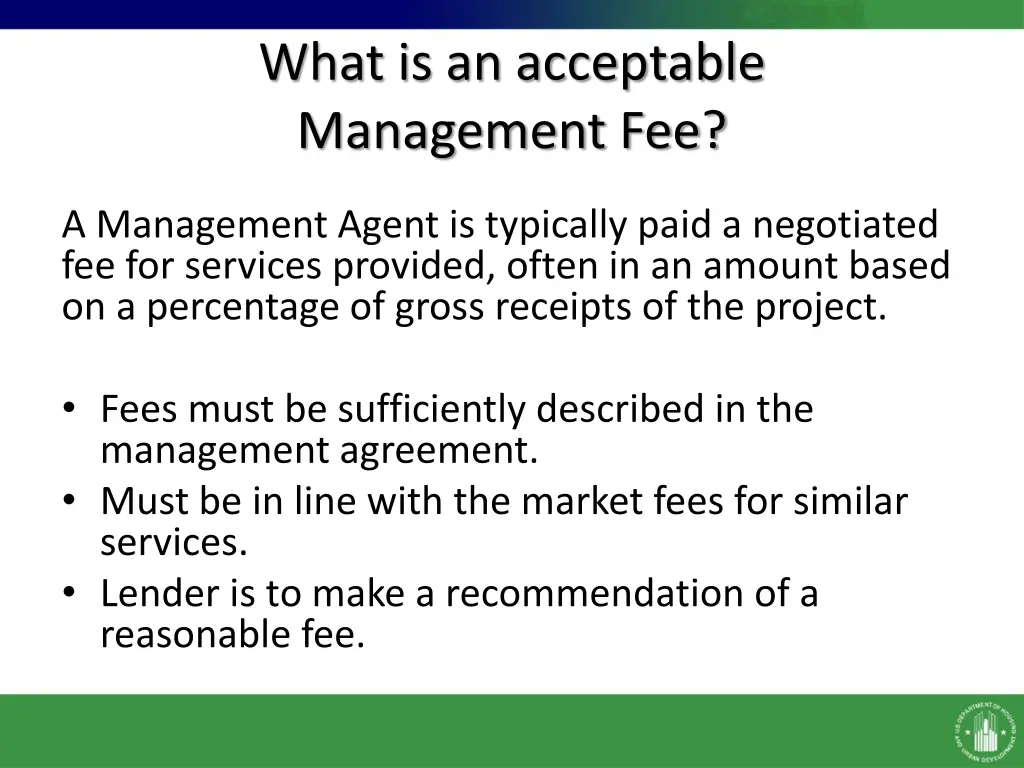 what is an acceptable management fee