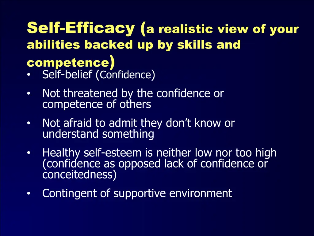 self efficacy a realistic view of your abilities