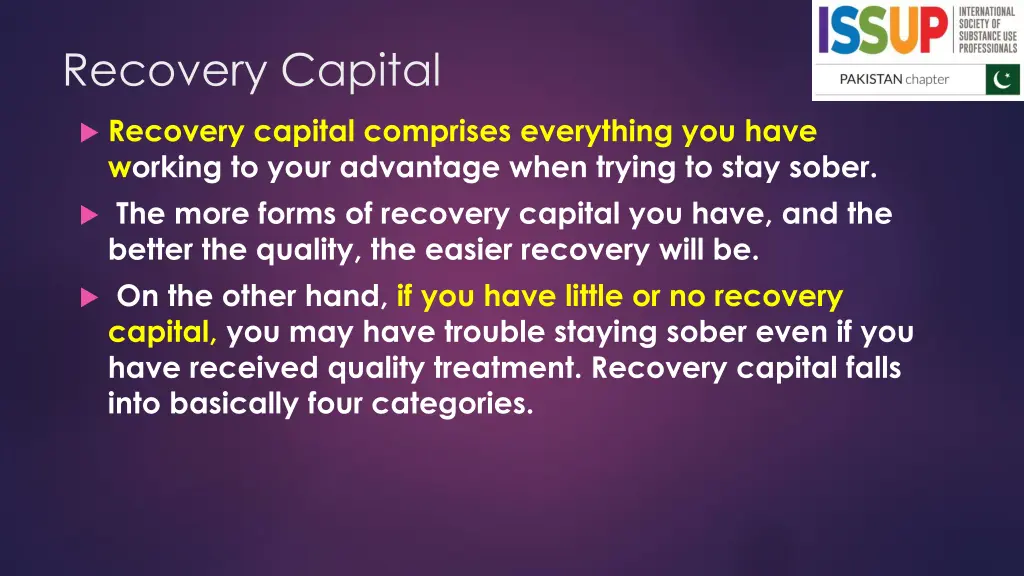 recovery capital