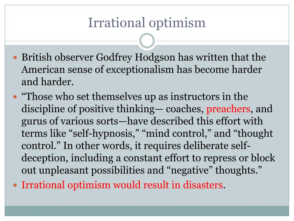 irrational optimism