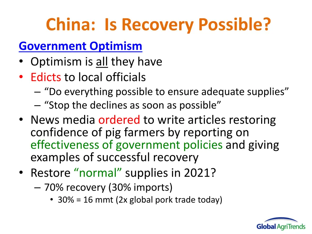 china is recovery possible government optimism