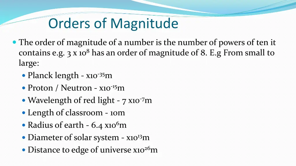 orders of magnitude