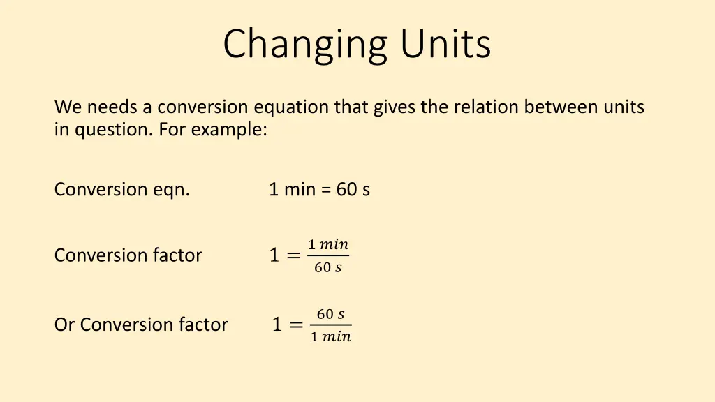 changing units