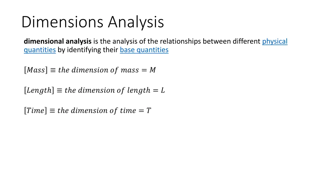 dimensions analysis