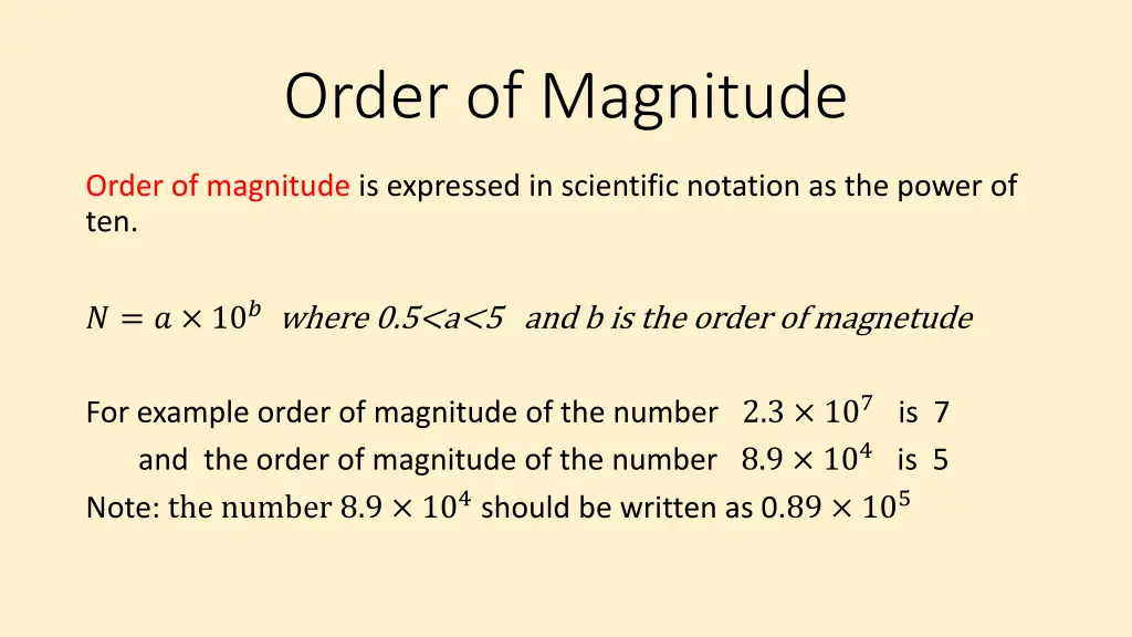 order of magnitude