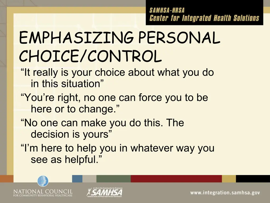 emphasizing personal choice control it really