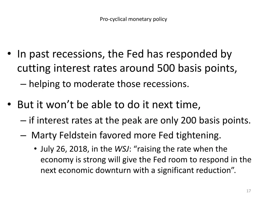 pro cyclical monetary policy