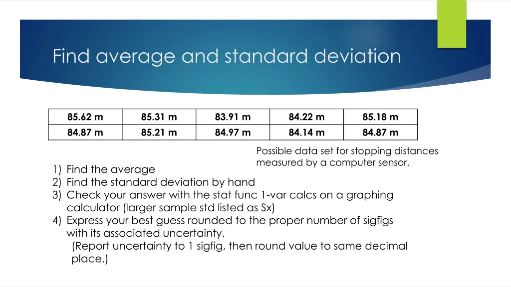 find average and standard deviation