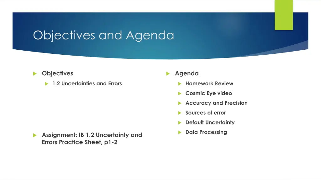 objectives and agenda