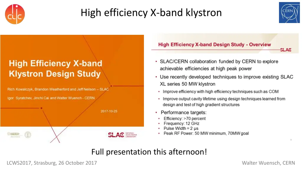 high efficiency x band klystron