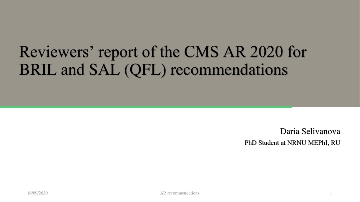 reviewers report of the cms ar 2020 for bril