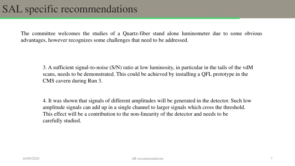 sal specific recommendations 1