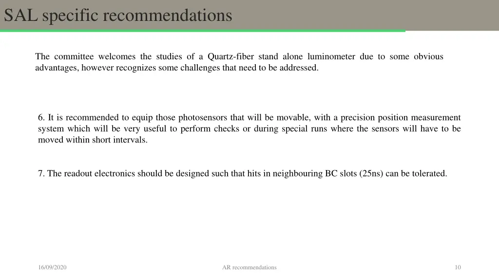 sal specific recommendations 4