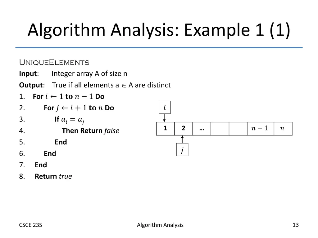 algorithm analysis example 1 1