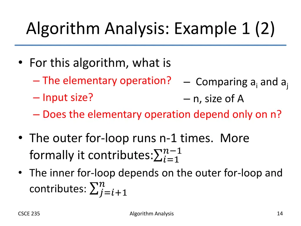 algorithm analysis example 1 2