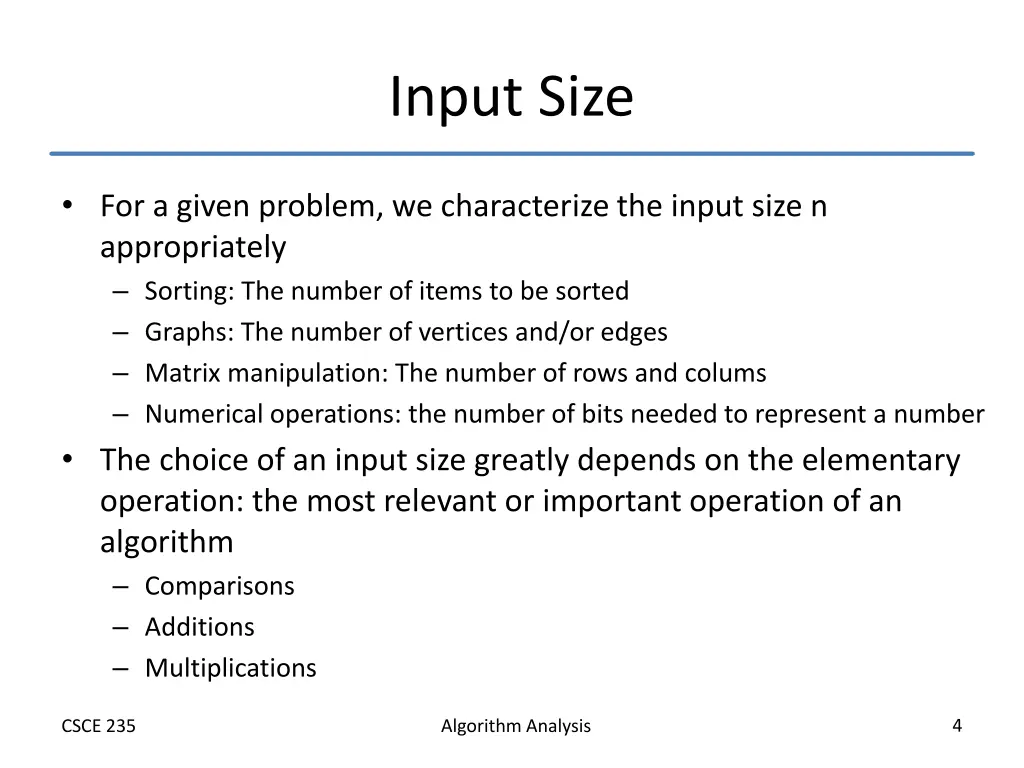 input size