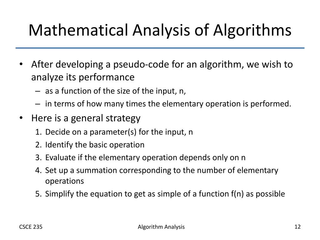 mathematical analysis of algorithms