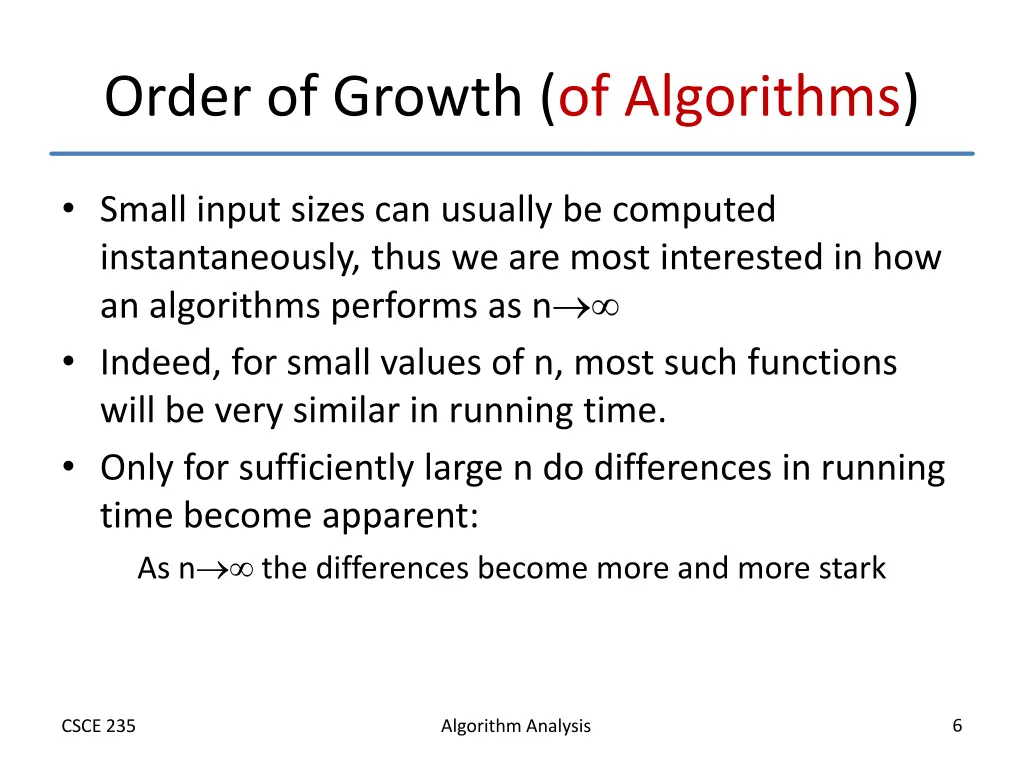 order of growth of algorithms