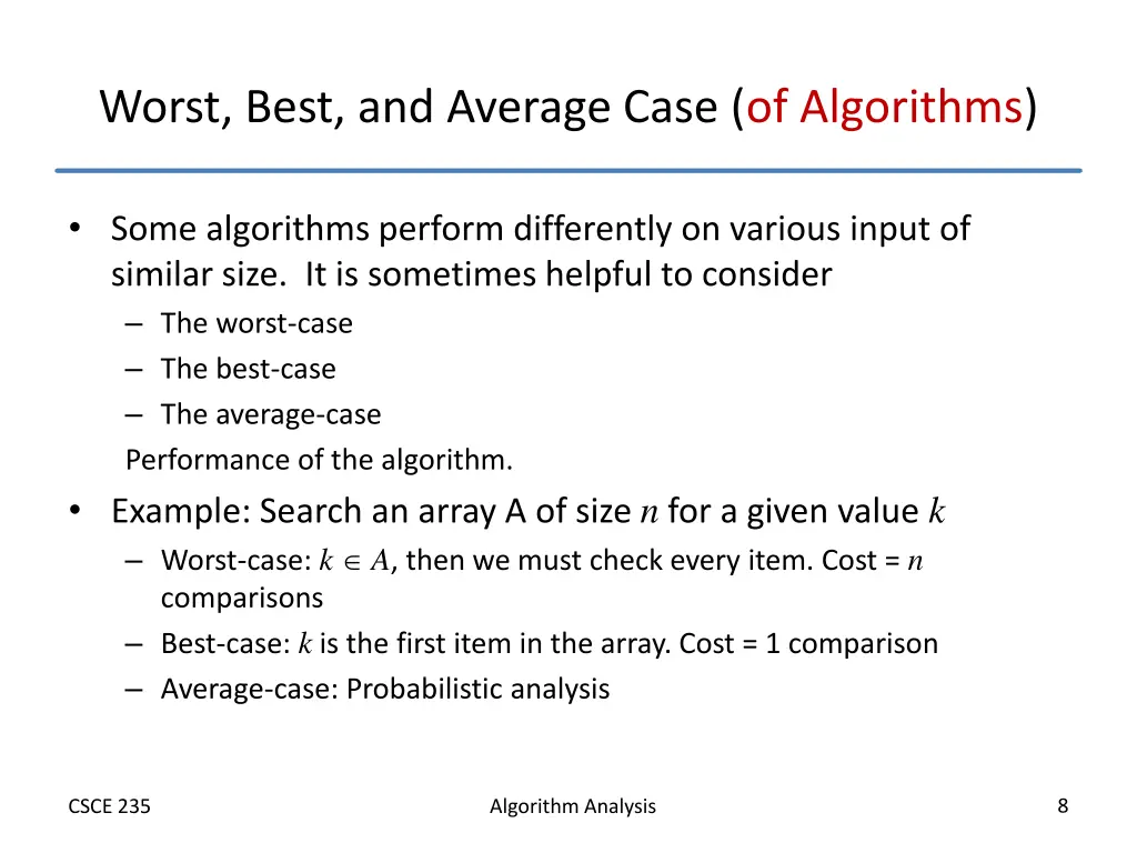 worst best and average case of algorithms