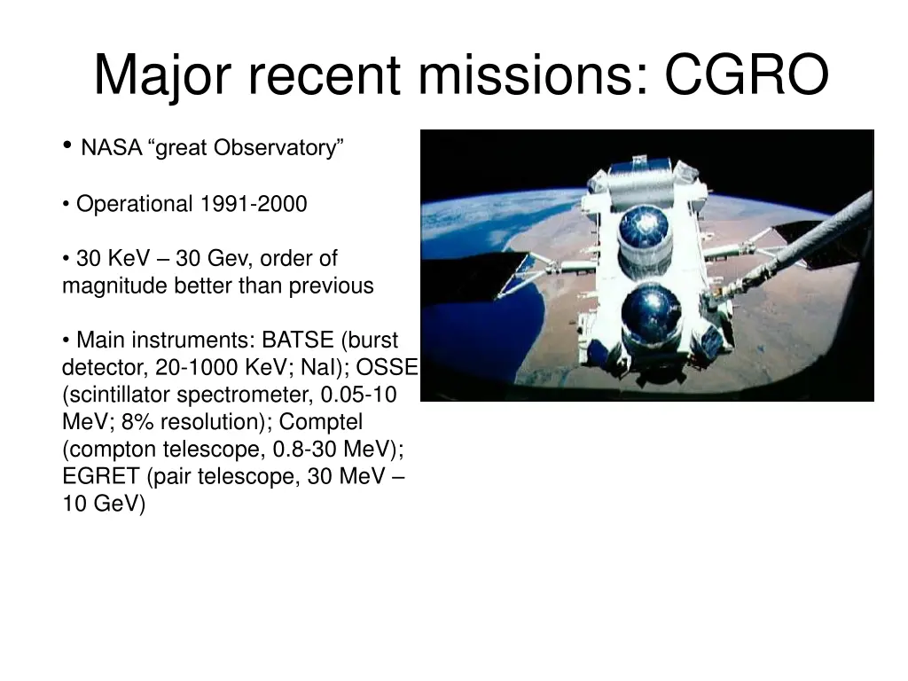 major recent missions cgro