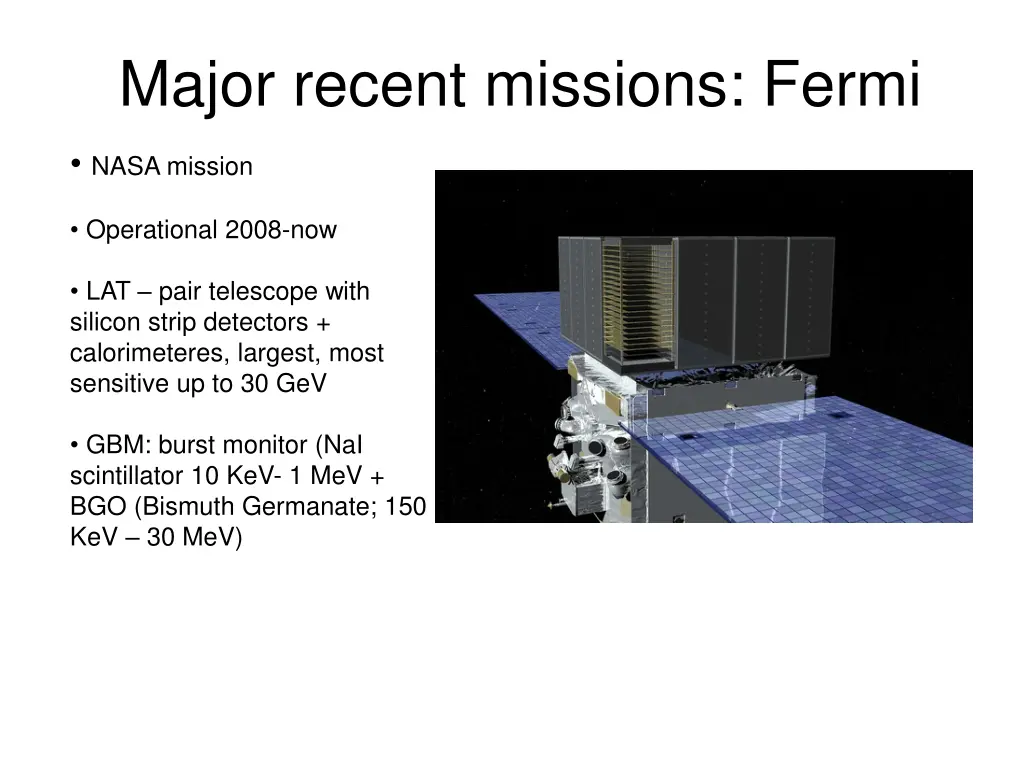 major recent missions fermi