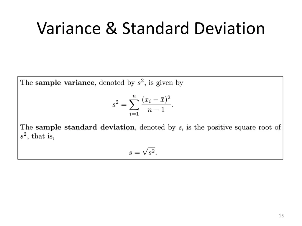 variance standard deviation