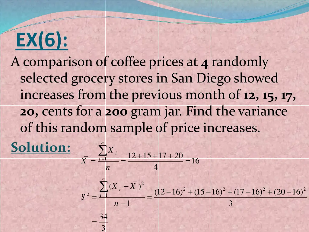 ex 6 a comparison of coffee prices at 4 randomly