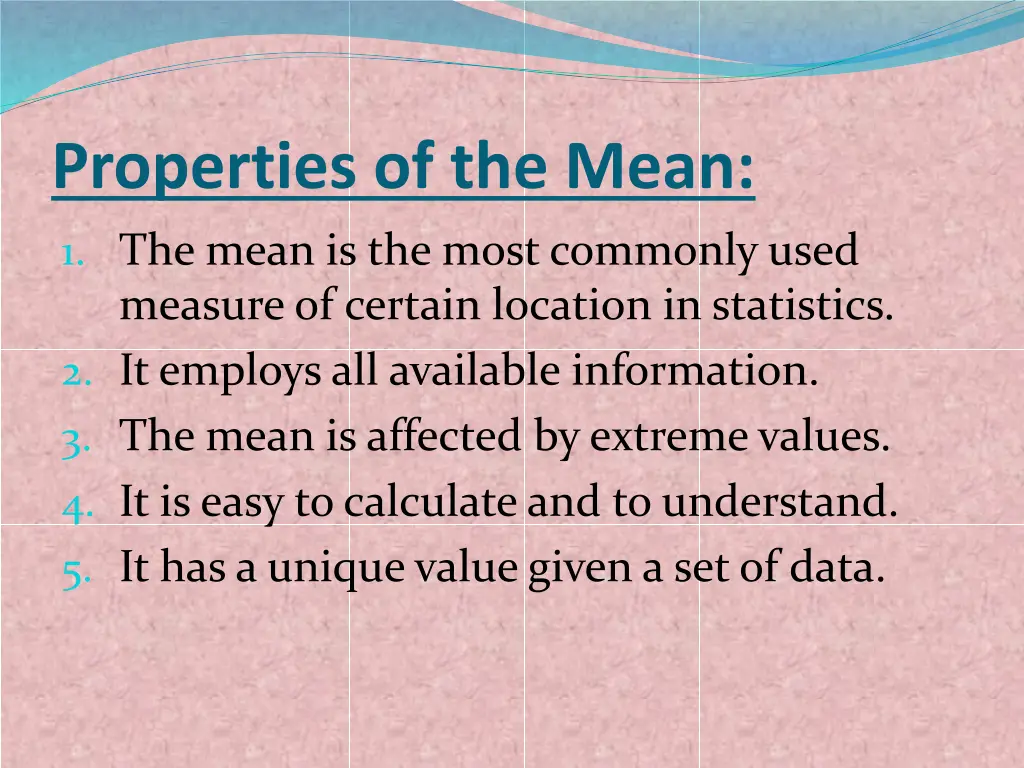 properties of the mean