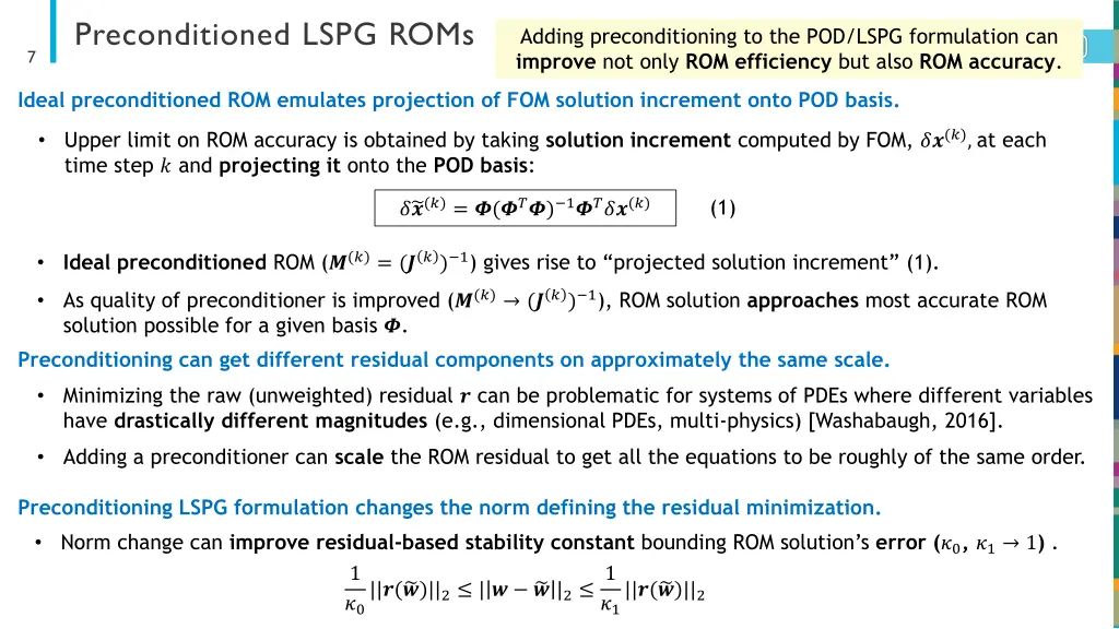 preconditioned lspg roms 1