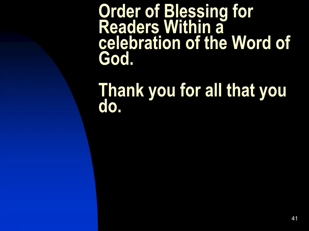 order of blessing for readers within