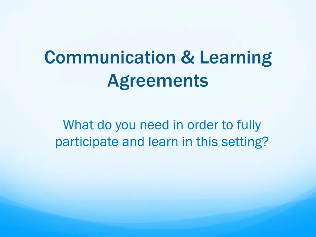 communication learning agreements