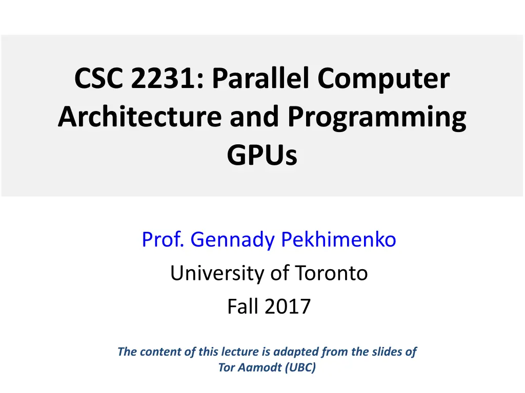 csc 2231 parallel computer architecture 1