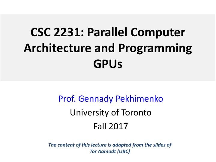 csc 2231 parallel computer architecture