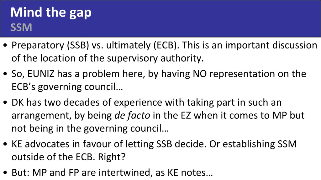 mind the gap ssm