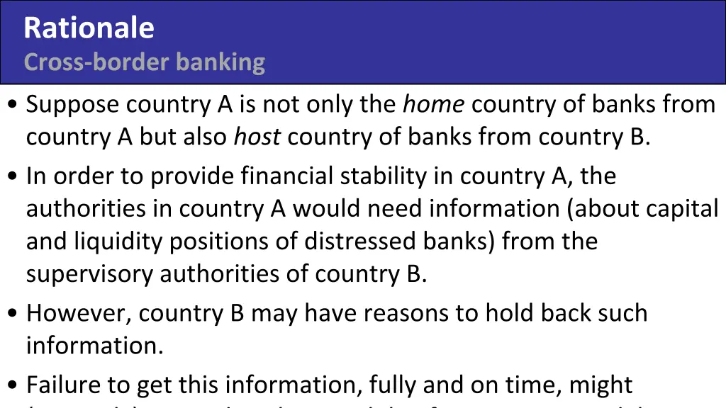 rationale cross border banking