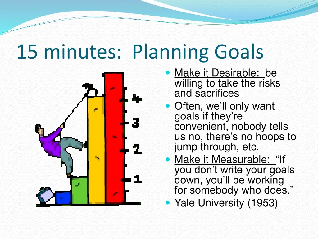 15 minutes planning goals 1