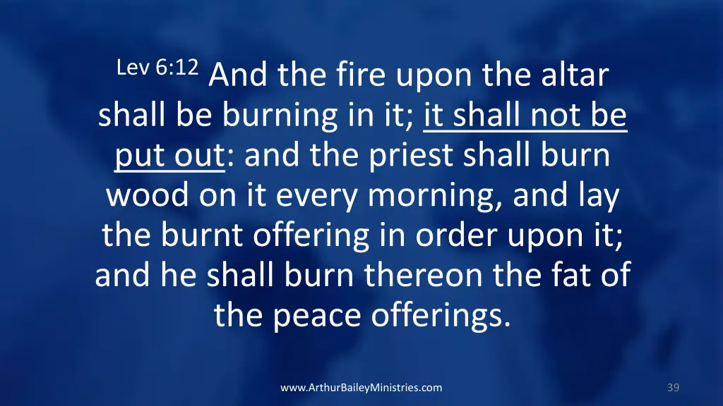 lev 6 12 and the fire upon the altar shall