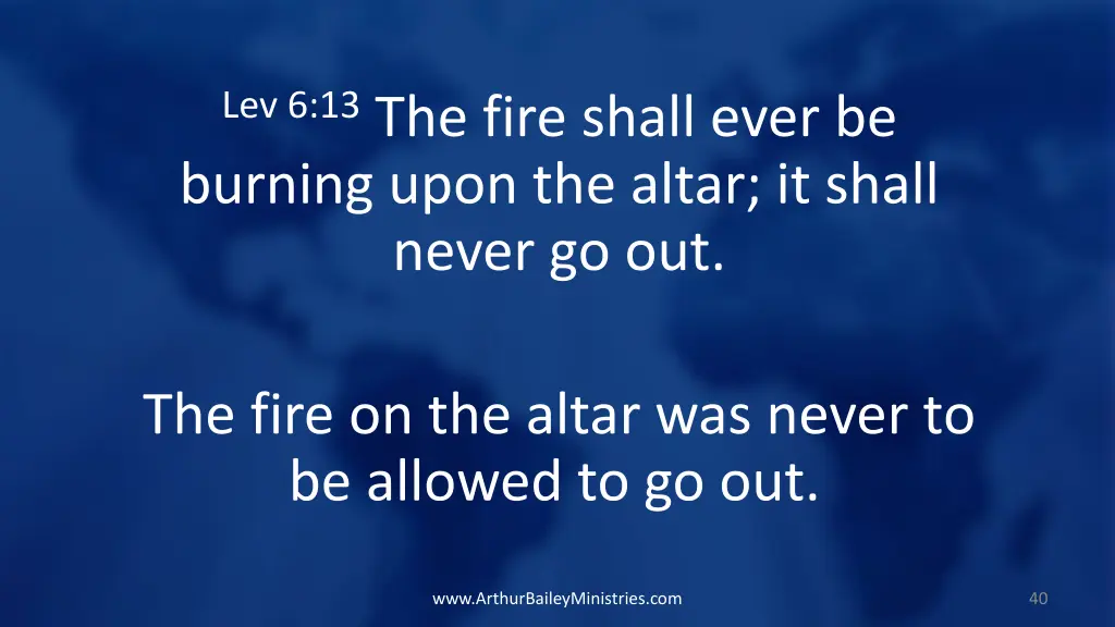 lev 6 13 the fire shall ever be burning upon