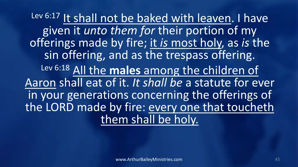 lev 6 17 it shall not be baked with leaven i have