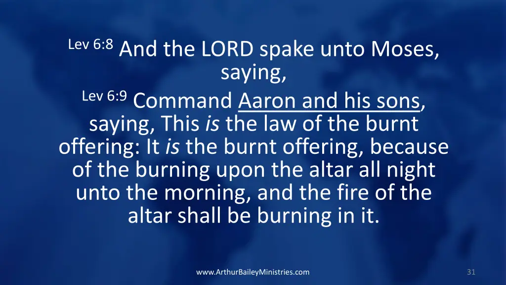 lev 6 8 and the lord spake unto moses saying