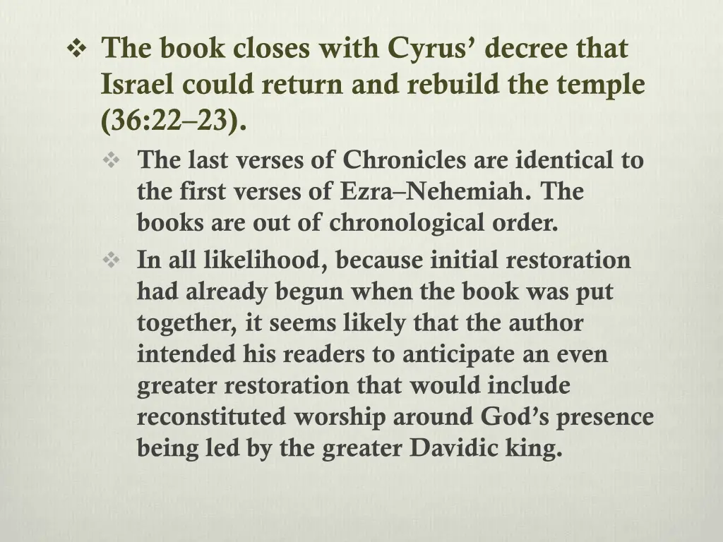 the book closes with cyrus decree that israel