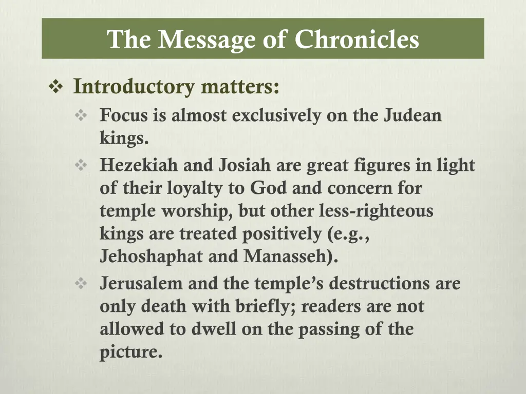 the message of chronicles