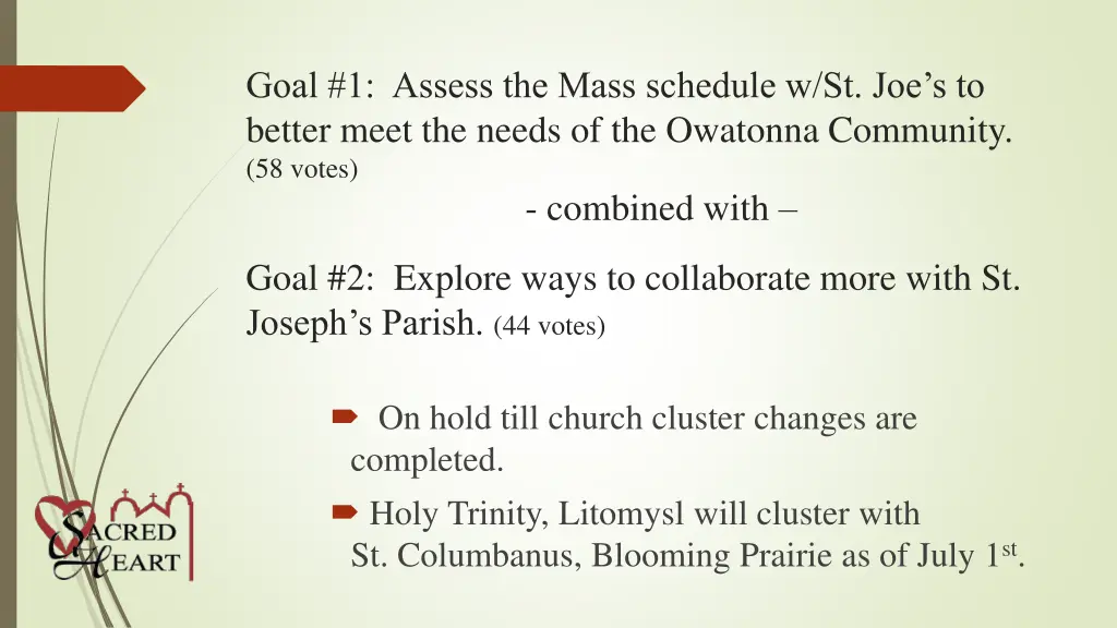 goal 1 assess the mass schedule