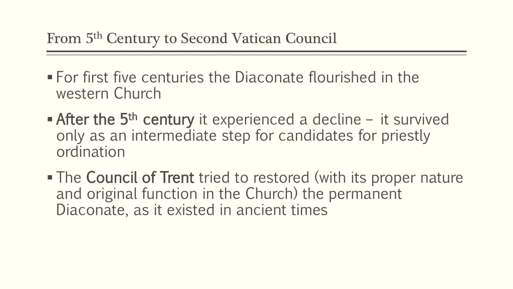 from 5 th century to second vatican council